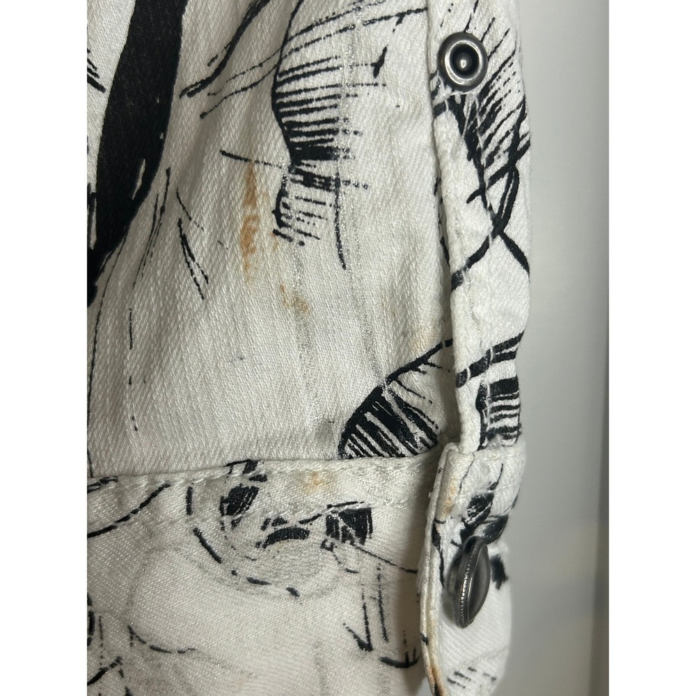 Chicos Platinum White Black Abstract Butterfly Print Denim Jacket Metallic 2 - Picture 6 of 9